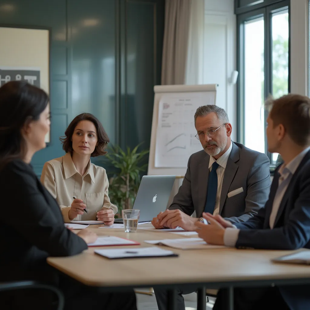 Équipe de consultants en discussion stratégique